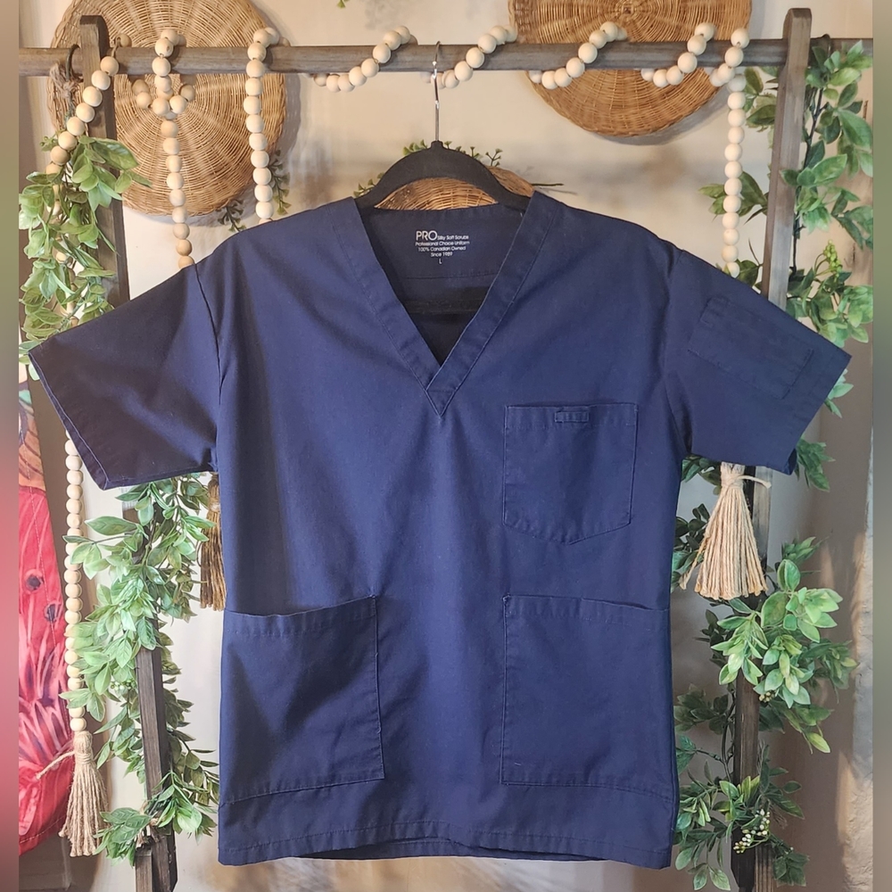 PRO Silky Soft Scrubs (L) Unisex V-Neck Uniform Top